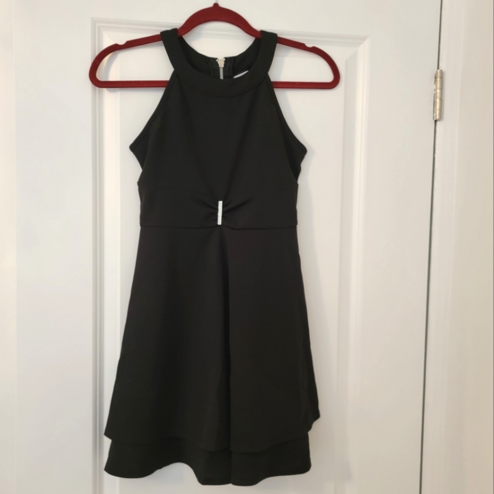 Emerald Sundea size 12 black dress with rhinestone detail
